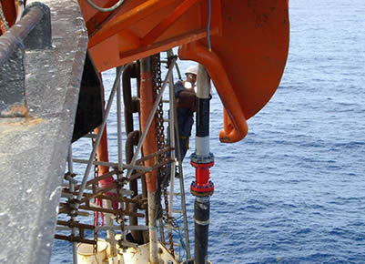 Cement hoses are installed on the petroleum equipment.