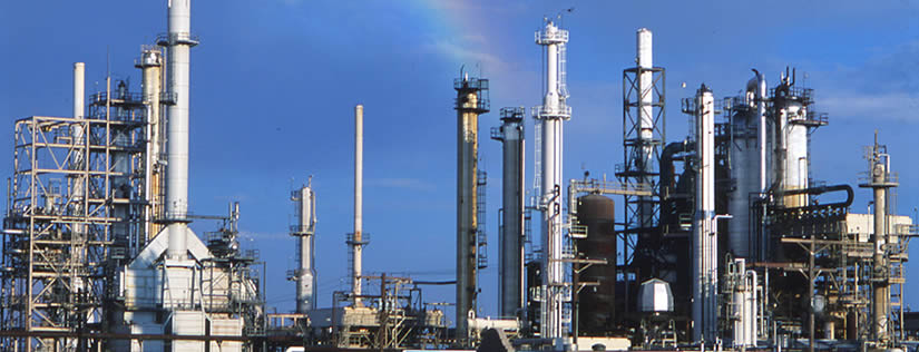 A large set of oil refining equipment.